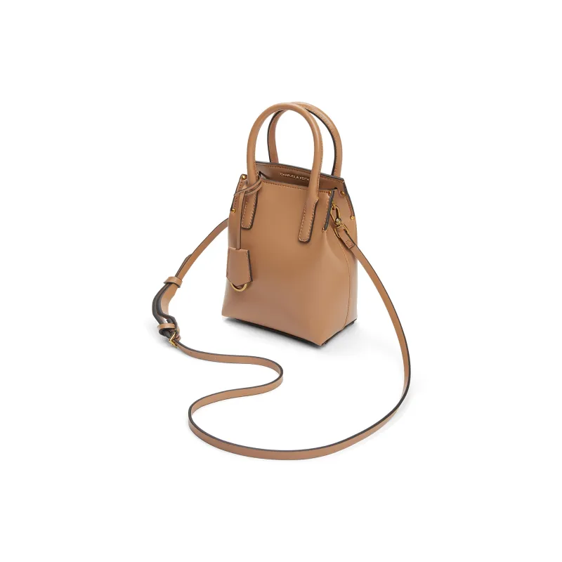 CHARLES&KEITH PU Shoulder Bag Trumpets Women's Black/Toffee Medium Umber/Pewter Tin Gray-7
