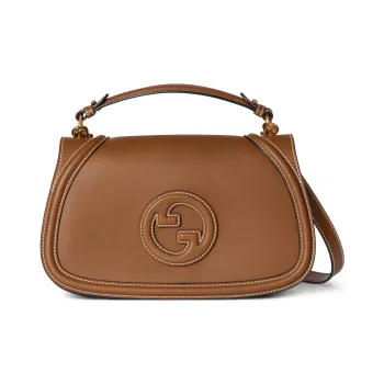 GUCCI Blondie Smooth Finish Leather Shoulder Bag Crossbody Bag Handbag Medium Size Women's Brown
