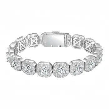 AIDO STUDIO Alloy Bracelets Men's Minimalist Style Full Diamond Cuban Chain Birthday Festival Box