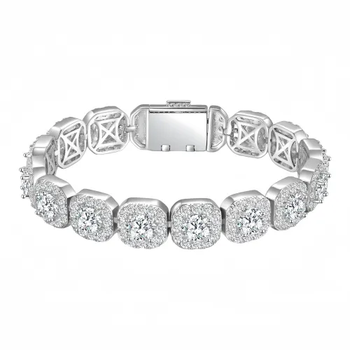 AIDO STUDIO Alloy Bracelets Men's Minimalist Style Full Diamond Cuban Chain Birthday Festival Box