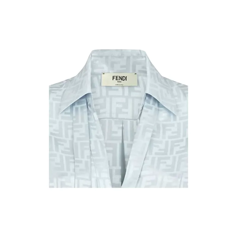 FENDI All Over Ff Printed V Neck Satin Shirt-4