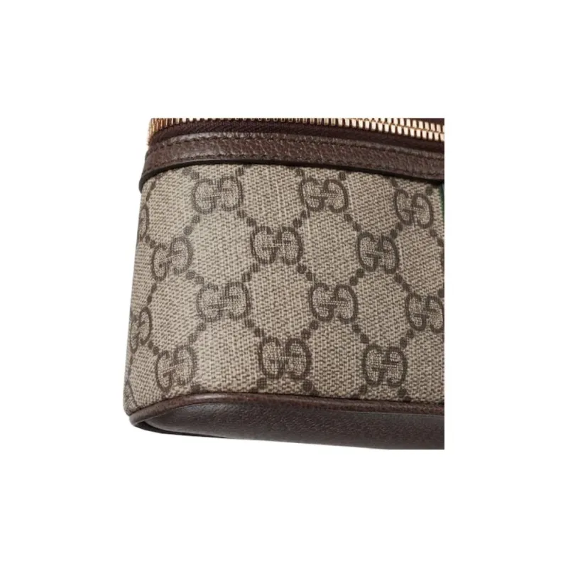 GUCCI Ophidia Canvas With Leather Shoulder Bag Crossbody Bag Handbag Extra Mini Women's Beige & Dark Brown-5