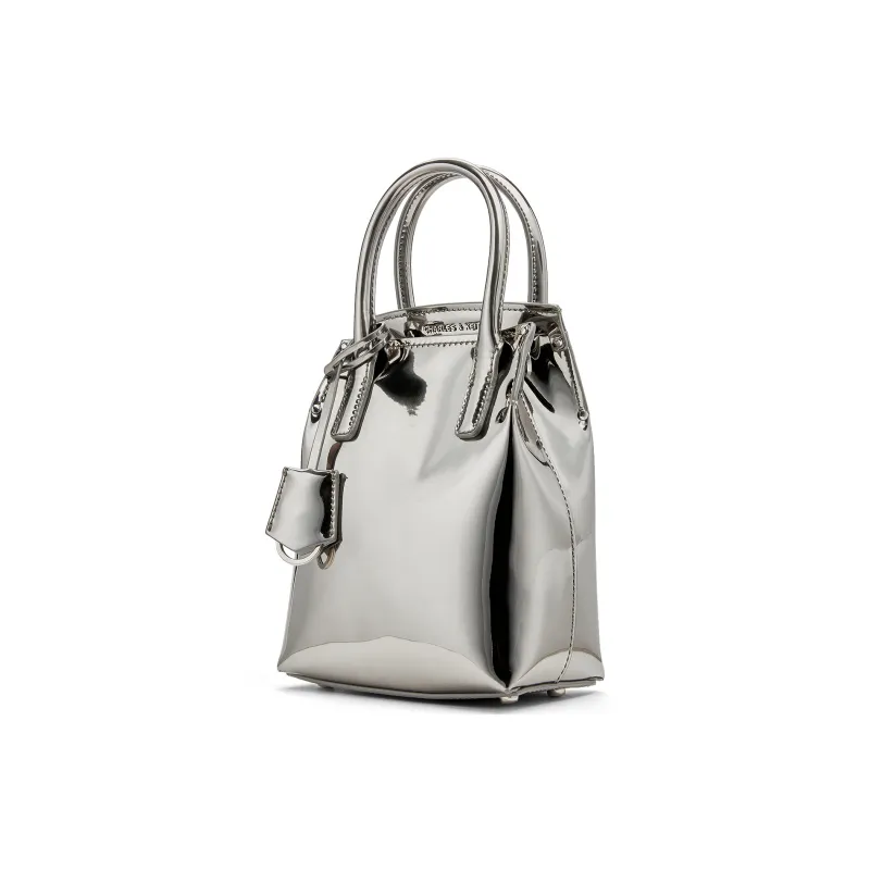 CHARLES&KEITH PU Shoulder Bag Trumpets Women's Black/Toffee Medium Umber/Pewter Tin Gray-11