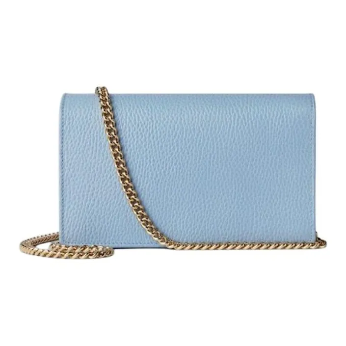 GUCCI GG Marmont Leather Wallet Mini Women's Light Blue-3
