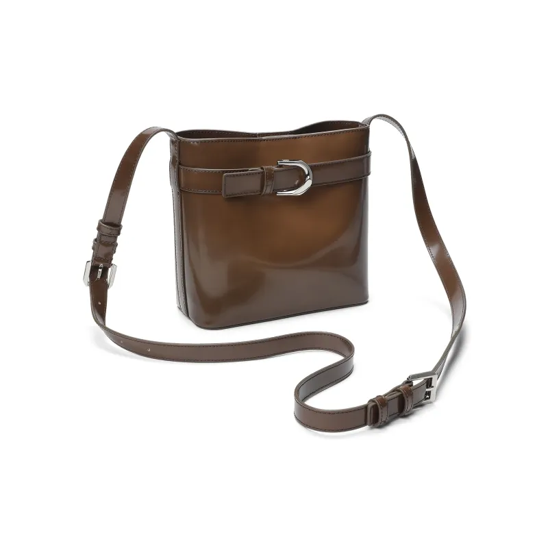 CHARLES&KEITH Cow Leather One Shoulder Handbag Trumpets Women's Noir Black/Brown-7
