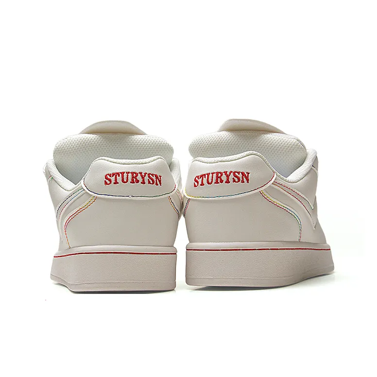 STUR YSN Wear resistant And Lightweight Low Top Skateboard Shoes Unisex White Rainbow-4
