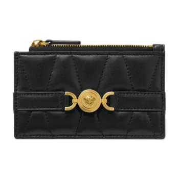 FANSIZHE Medusa '95 Lambskin Card Holder Regular Women's Black & Gold