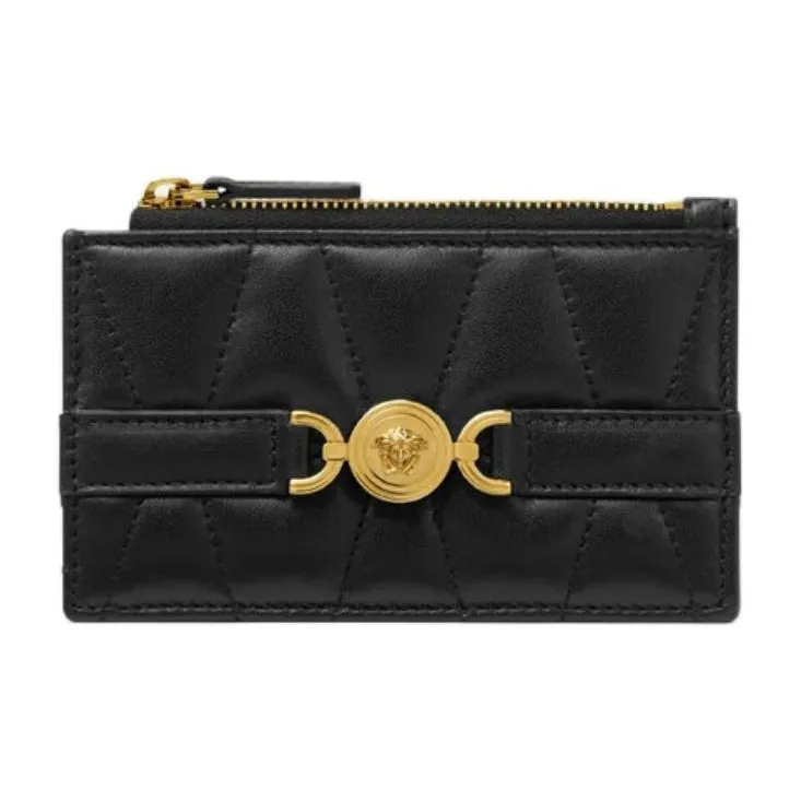 FANSIZHE Medusa '95 Lambskin Card Holder Regular Women's Black & Gold-0