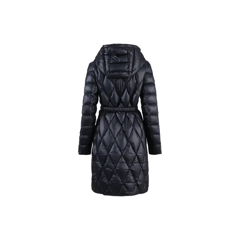 Moncler Hooded Down Jacket Mid-Length Thin Women's Dark Blue-2