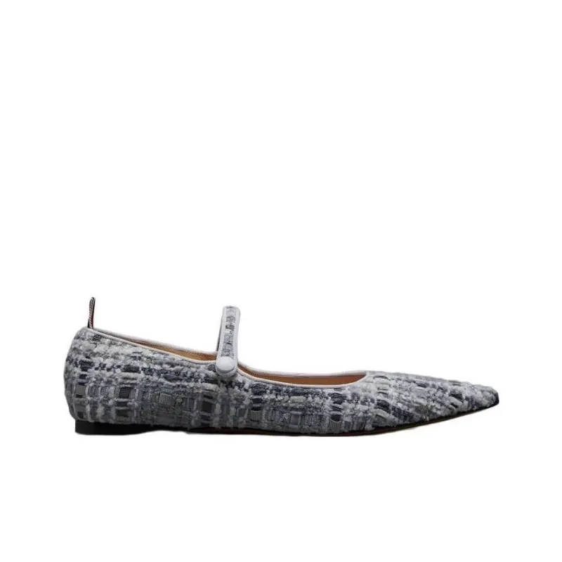 THOM BROWNE Tweed Ballerina Shoes-1