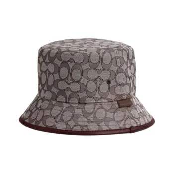 COACH Cow Leather Bucket Hats Unisex Oak