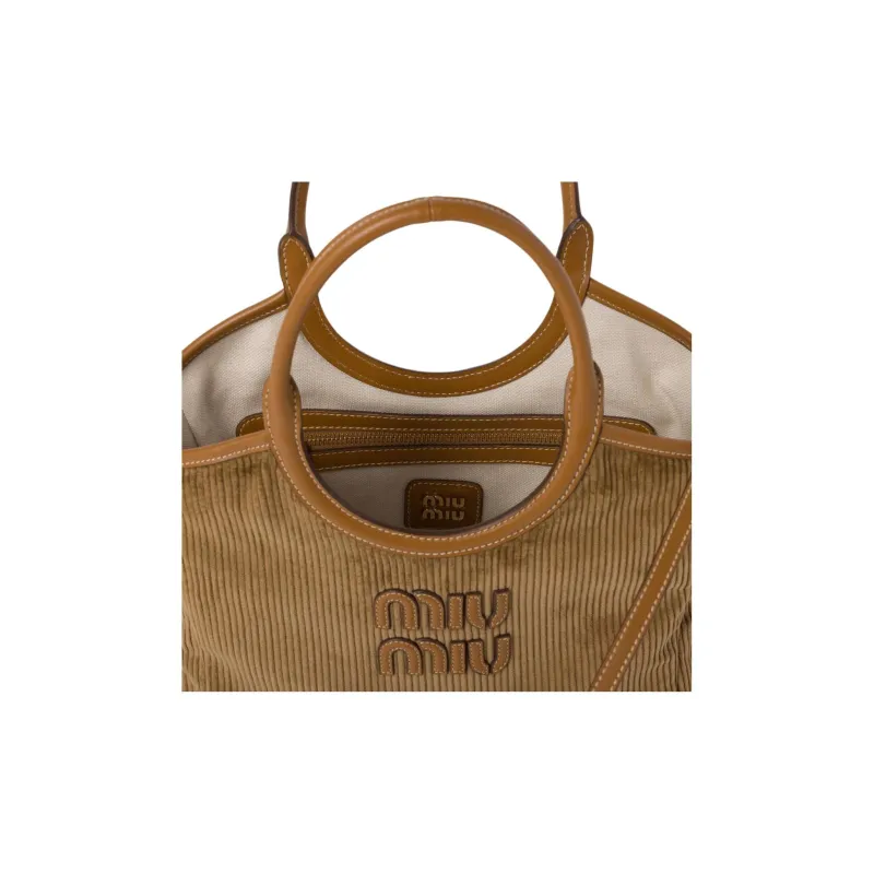 MIU MIU Fabric Shoulder Bag Crossbody Bag Handbag Women's Cinnamon-3