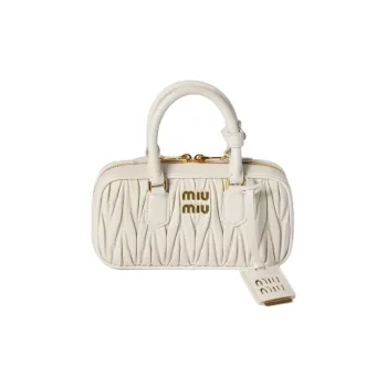 MIU MIU Arcadie Series Leather Shoulder Bag, Crossbody Bag, Handbag Mini Women's White