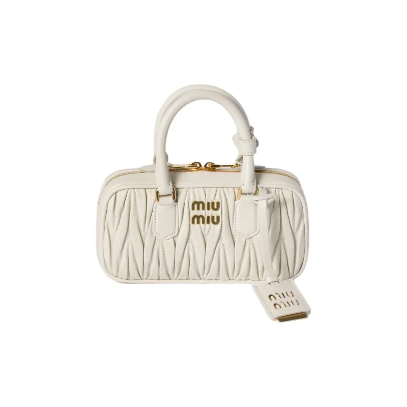 MIU MIU Arcadie Series Leather Shoulder Bag, Crossbody Bag, Handbag Mini Women's White-0