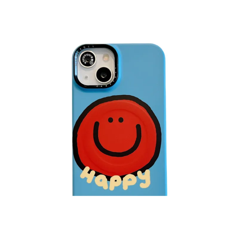Sopi Acrylic Material Smiley Face Magnetic Stand Phone Cases Compatible With IPhone 16/15 Pro Max/Apple 13/14 Pro/Max-4