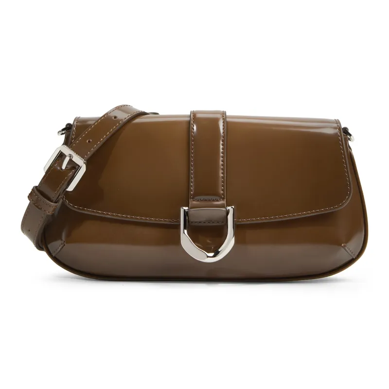 CHARLES&KEITH Cow Leather Crossbody Bag, Shoulder Bag Trumpets Women's Noir Black/Brown-6