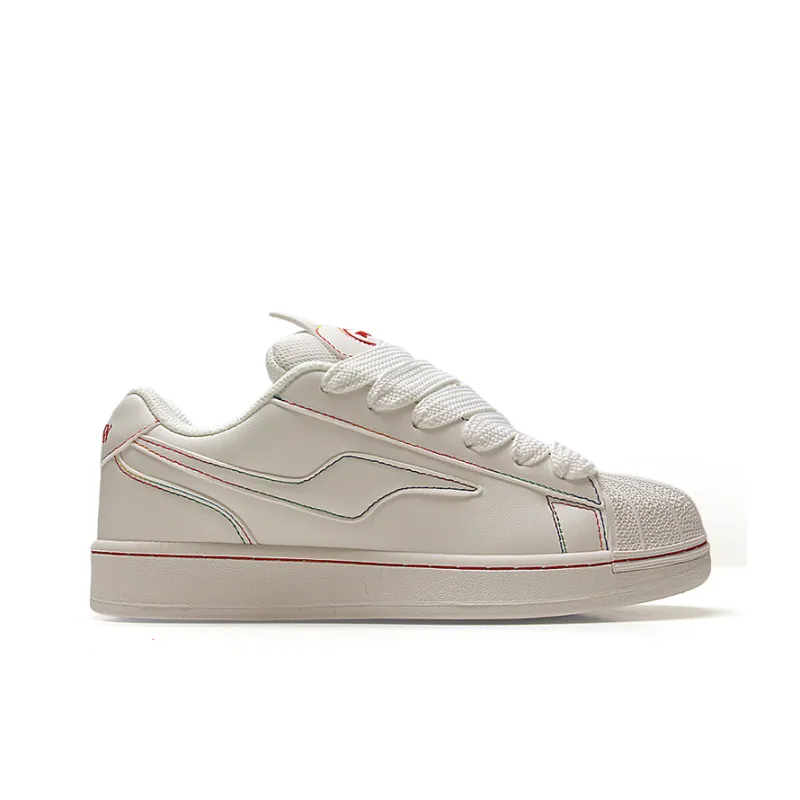 STUR YSN Wear resistant And Lightweight Low Top Skateboard Shoes Unisex White Rainbow-1