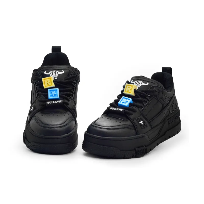 BULLKVIE Low Top Skateboard Shoes Men's Black-2