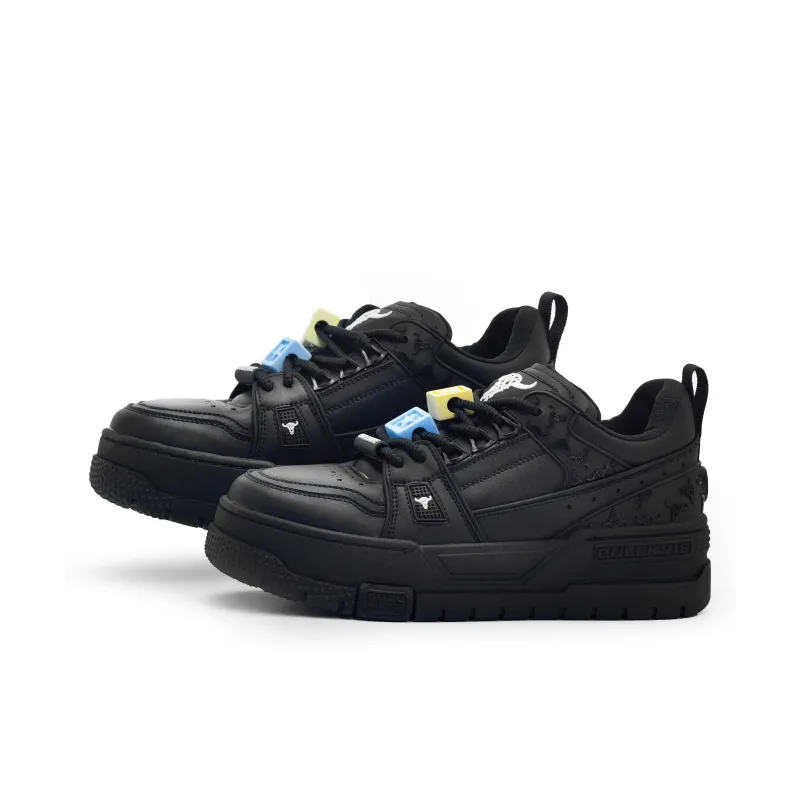 BULLKVIE Low Top Skateboard Shoes Men's Black-4