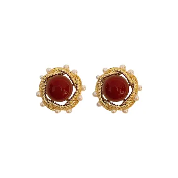 LIANGCAI Alloy Faux Pearl Earrings Women's