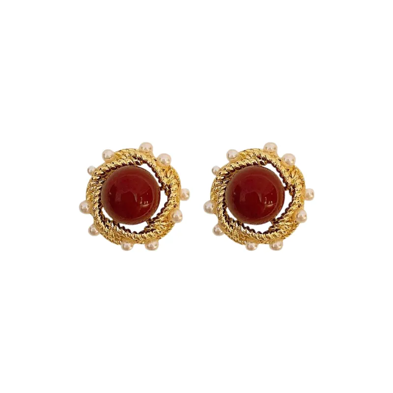 LIANGCAI Alloy Faux Pearl Earrings Women's-0