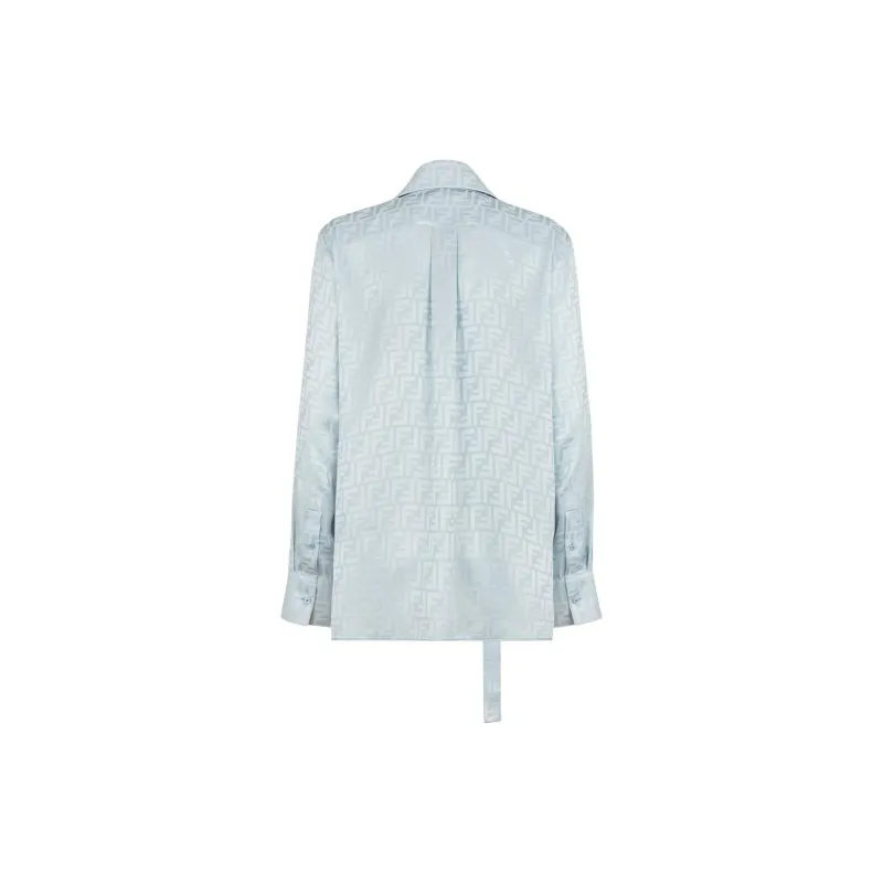 FENDI All Over Ff Printed V Neck Satin Shirt-1