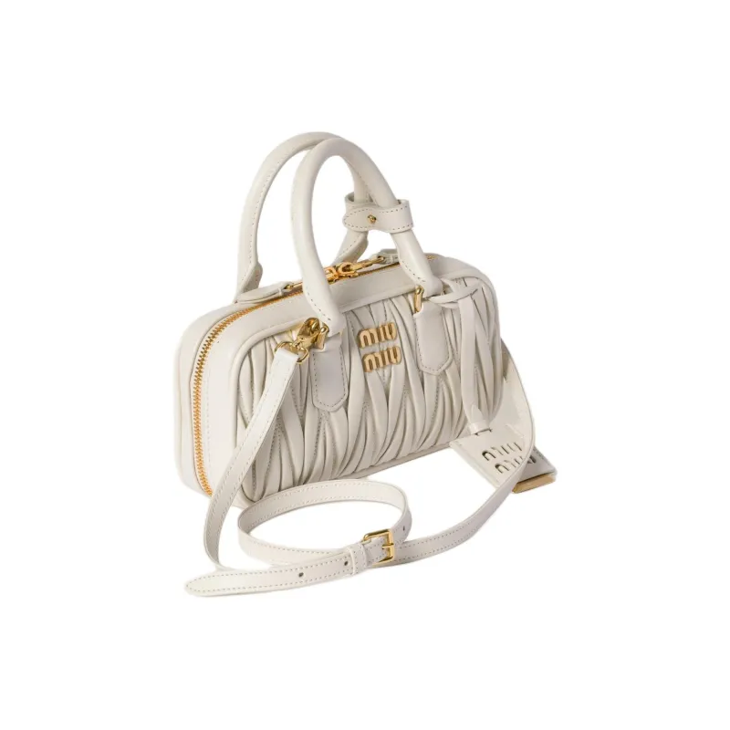 MIU MIU Arcadie Series Leather Shoulder Bag, Crossbody Bag, Handbag Mini Women's White-1