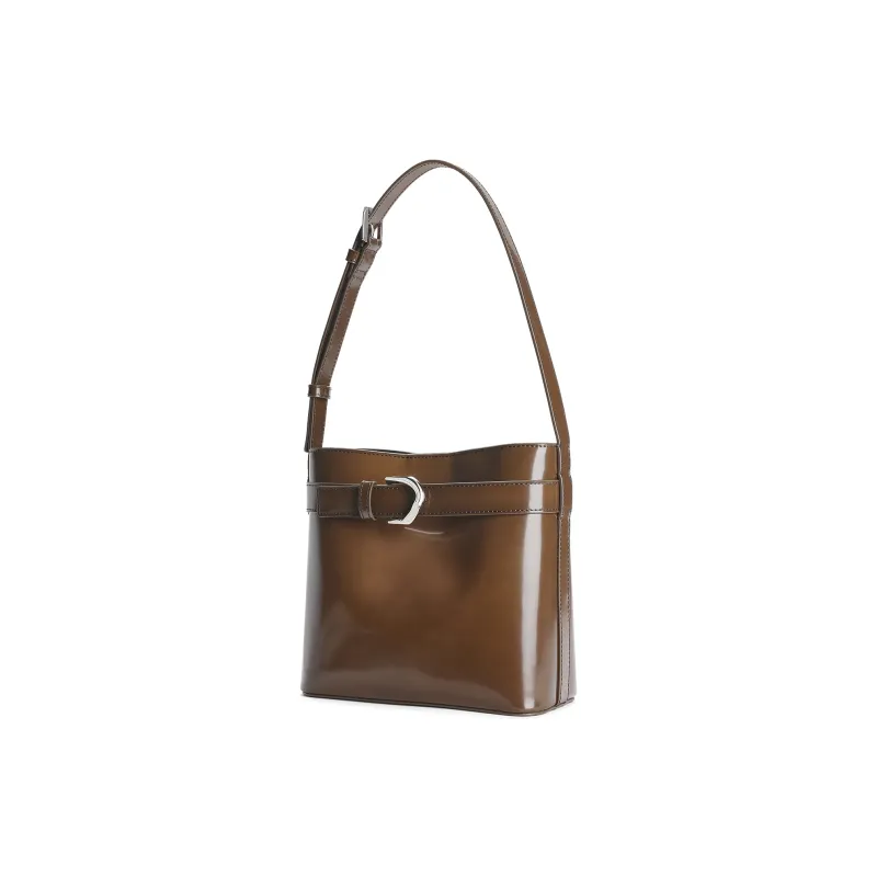 CHARLES&KEITH Cow Leather One Shoulder Handbag Trumpets Women's Noir Black/Brown-6