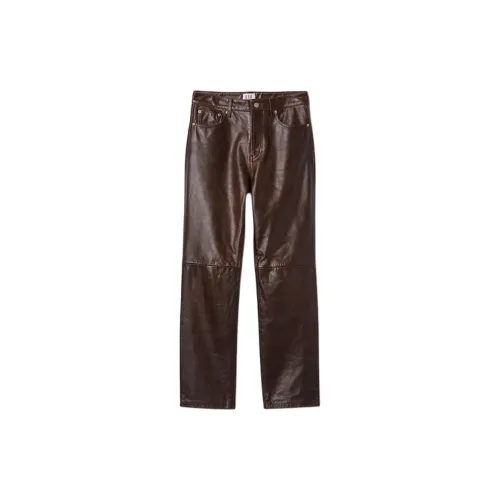 GAP Cult Gaia Collaboration Leather Pants Women's Brown