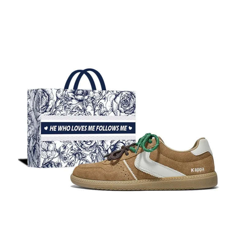 Kappa Capa Back-to-Back German Army Trainers Anti-Slip Wear-Resistant Low-Top Skateboard Shoes Unisex Chestnut-0