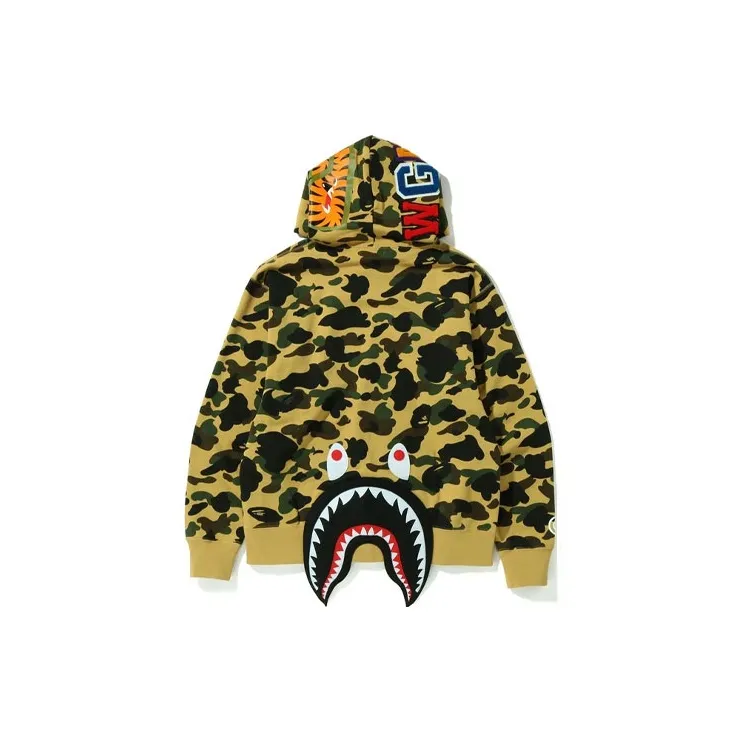 Bape Ultimate 1st Camo Ponr Shark Half Zip Raglan Pullover Hoodie-7