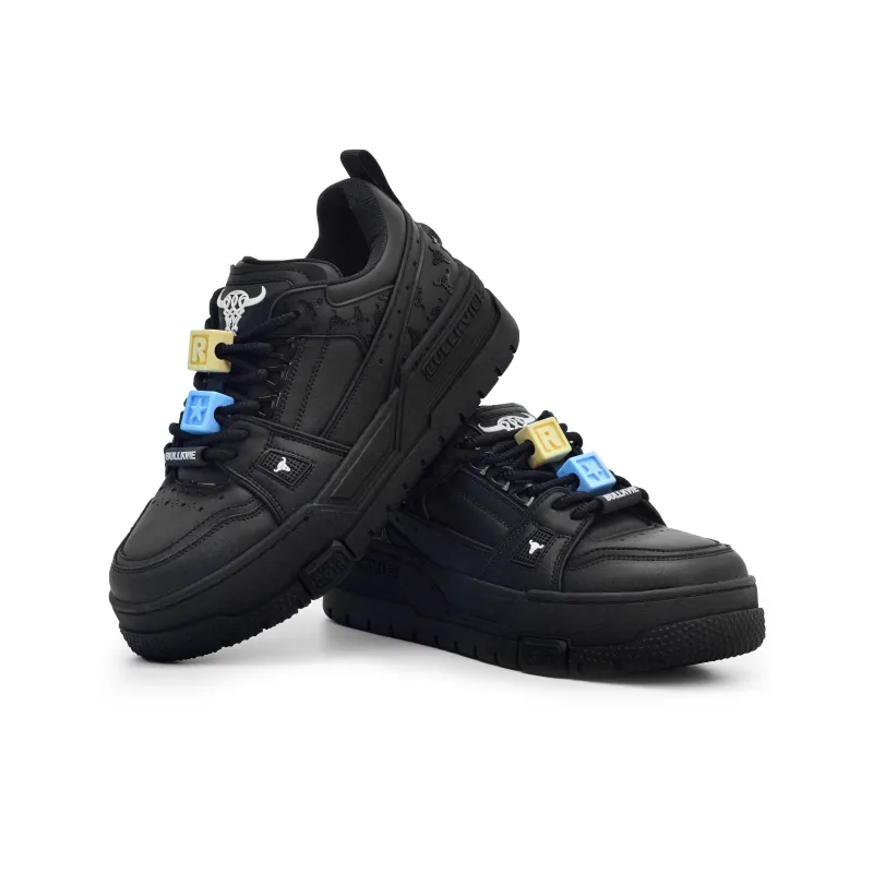 BULLKVIE Low Top Skateboard Shoes Men's Black-3