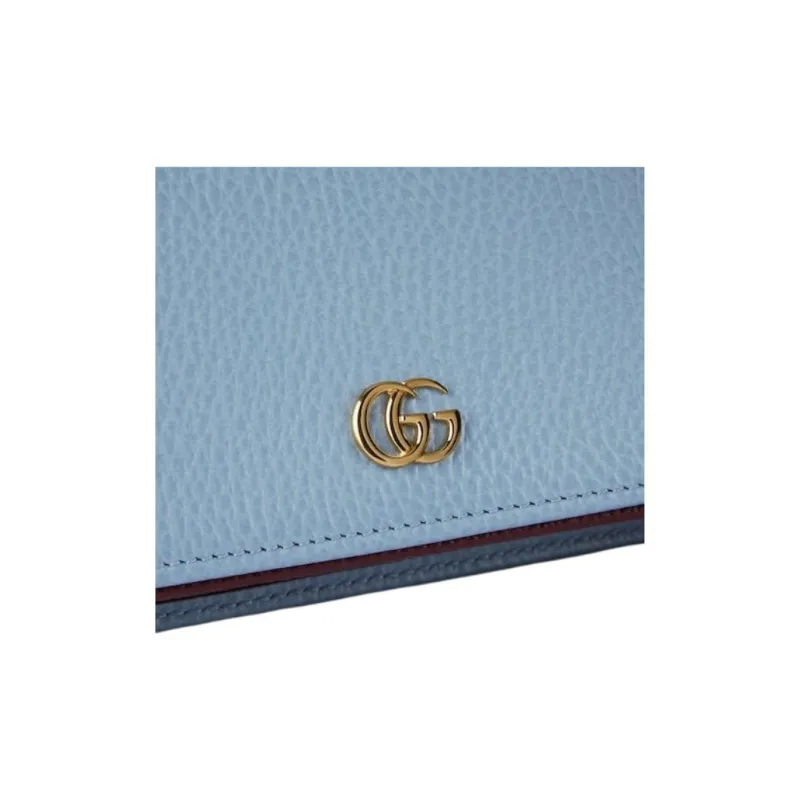 GUCCI GG Marmont Leather Wallet Mini Women's Light Blue-6