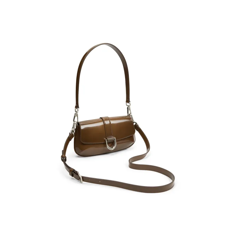 CHARLES&KEITH Cow Leather Crossbody Bag, Shoulder Bag Trumpets Women's Noir Black/Brown-8