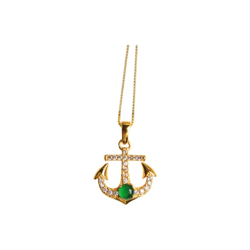 Oushuo Jewelry Ice Glutinous Jadeite Necklace Gift Includes Necklace Women's-0
