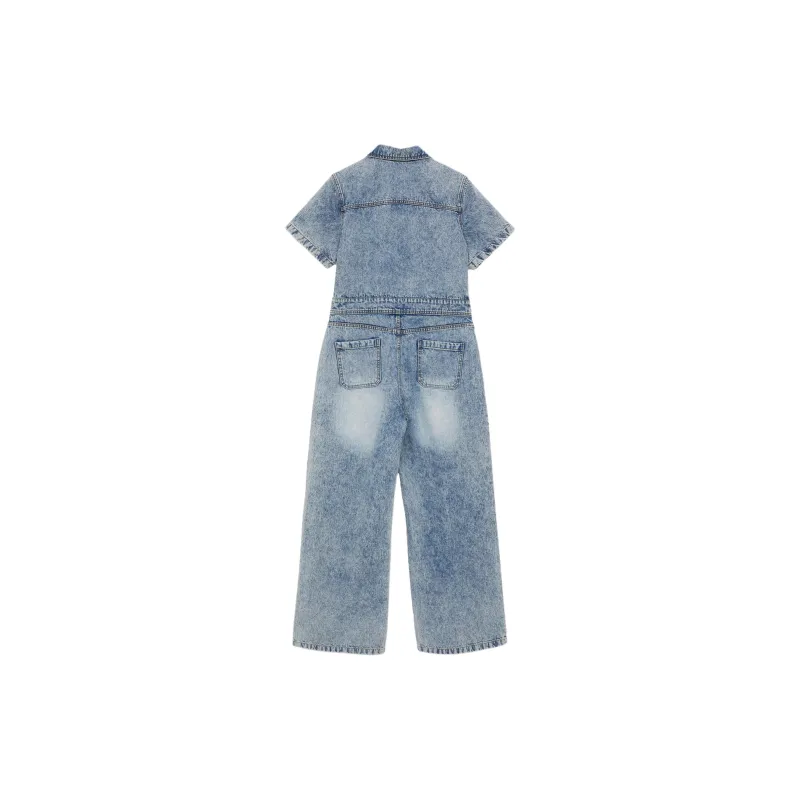 NASTY GAL Plus Denim Short Sleeve Jumpsuit Jumpsuit Women's Washed Blue-1