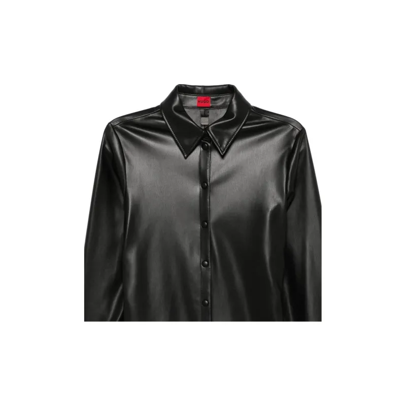 HUGO BOSS Faux leather Midi Shirt Dress-2