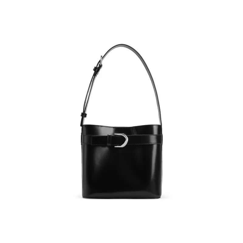 CHARLES&KEITH Cow Leather One Shoulder Handbag Trumpets Women's Noir Black/Brown-0
