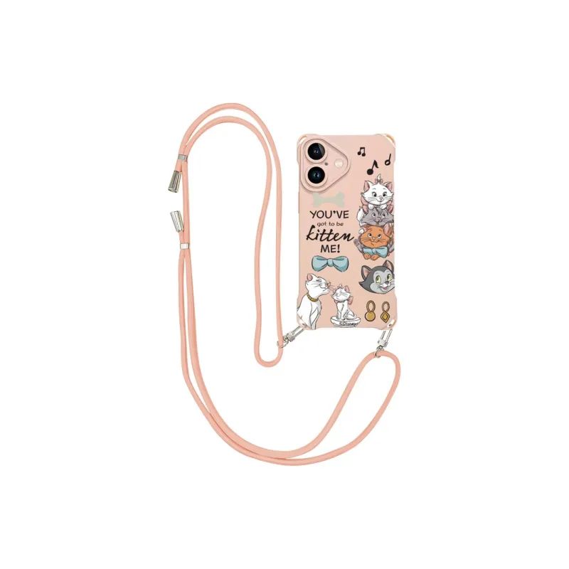 Disney Silicone Material Cute, Marie Cat, Crossbody Bag Phone Cases Compatibility Apple 16 Pro Max/Pro/Plus/15/14/13-6