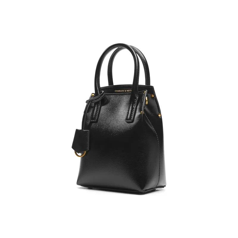 CHARLES&KEITH PU Shoulder Bag Trumpets Women's Black/Toffee Medium Umber/Pewter Tin Gray-1