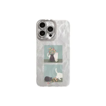 XIANGRIKE TPU Material Kitten Vase Phone Case Compatible With IPhone 15/14 Plus/13/12/11/15 Pro Max/XS/XR/XS Max/8 Plus