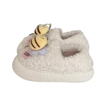 Thin Strips Cotton Slippers Women's, White