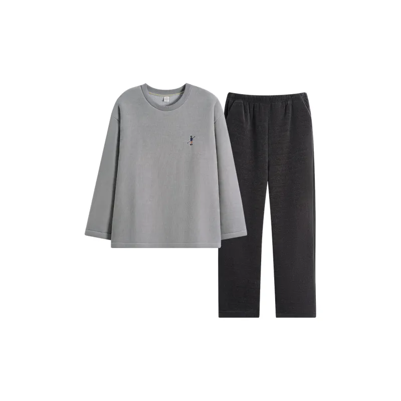 Sha Qian Pajama Set Men's Light Gray-0