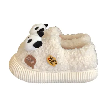 Thin Strips Cotton Slippers, Home Slippers Women's, White