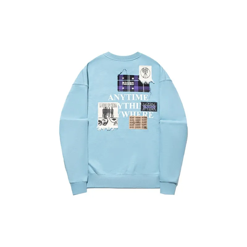 LiNing x PLEASURES Sweatshirt Unisex Forget Me Not Blue-1