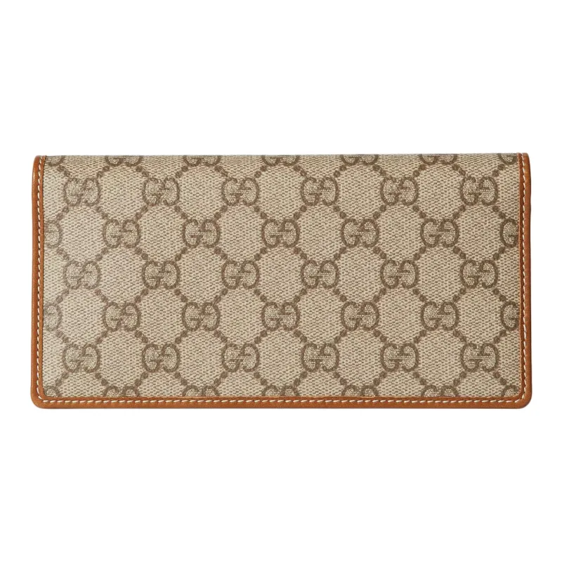 GUCCI Coated Canvas Wallet Unisex Beige & Brown-2