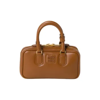 MIU MIU Arcadie Series Leather Shoulder Bag Crossbody Bag Handbag Mini Women's Cognac