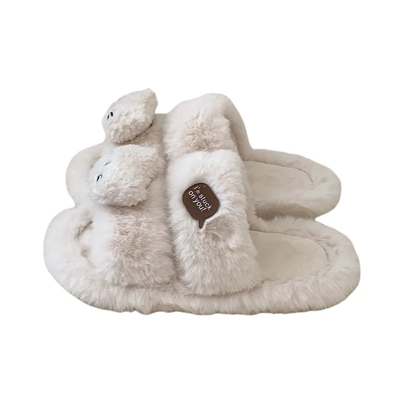 Thin Strips Cotton Slippers Women's, Brown-7
