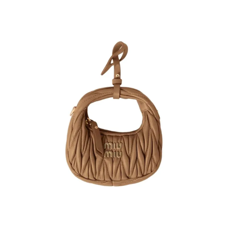 MIU MIU Wander Matelasse Nappa Leather Micro Hobo Bag Caramel-0