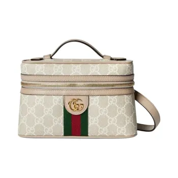 GUCCI Ophidia Canvas Box Bag Handbag Crossbody Bag Shoulder Bag Extra Mini Women's Beige & White